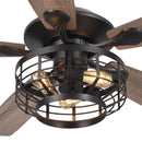 52" Paquette In Indoor Matte Black Industrial Ceiling Fan with Remote Control and Light Kit