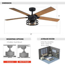 52" Industrial Reversible 5 Blade Led Ceiling Fan