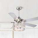 52" Shellie Modern Chrome Downrod Mount Reversible Ceiling Fan with Lighting and Remote Control