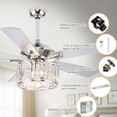 52" Shellie Modern Chrome Downrod Mount Reversible Ceiling Fan with Lighting and Remote Control