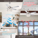52" Shellie Modern Chrome Downrod Mount Reversible Ceiling Fan with Lighting and Remote Control