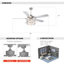 52" Shellie Modern Chrome Downrod Mount Reversible Ceiling Fan with Lighting and Remote Control