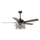 52" Tibuh Modern Crystal Chandelier Ceiling Fan with Led Light And Remote Control 5 Blades Chrome