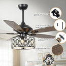 52" Tibuh Modern Crystal Chandelier Ceiling Fan with Led Light And Remote Control 5 Blades Chrome