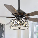 52" Tibuh Modern Crystal Chandelier Ceiling Fan with Led Light And Remote Control 5 Blades Chrome