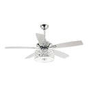 52" Tibuh Modern Crystal Chandelier Ceiling Fan with Led Light And Remote Control 5 Blades Chrome