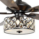 52" Tibuh Modern Crystal Chandelier Ceiling Fan with Led Light And Remote Control 5 Blades Chrome