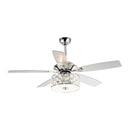 52" Tibuh Modern Crystal Chandelier Ceiling Fan with Led Light And Remote Control 5 Blades Chrome