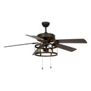 52" Urbana In Indoor Matte Black Industrial Ceiling Fan with Pull Chain and Light Kit