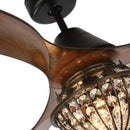 52" Vicky Indoor 3-Blade Rustic Crystal Ceiling Fan with Remote and Light Kit Included