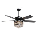 52” Wethington Modern Crystal Chandelier Ceiling Fan with Light And Remote Control Black