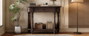 TREXM Narrow Console Table with Curved Corner, Retro Entryway Table with Top Drawer and Open Shelf, Sofa Table Console Tables for Entryway, Hallway and Living Room (Espresso)