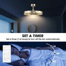 Perimost 29 Inch Antique Silver Downrod Mount Luxury Fandelier with Light and Remote Control
