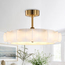 Perimost 30 Inch Electroplated Golden Downrod Mount Luxury Fandelier with Light and Remote Control