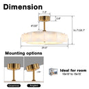 Perimost 30 Inch Electroplated Golden Downrod Mount Luxury Fandelier with Light and Remote Control
