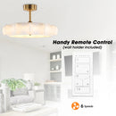 Perimost 30 Inch Electroplated Golden Downrod Mount Luxury Fandelier with Light and Remote Control