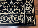 Tibetan Rug 8x10, Wool and Silk, Raised Pattern, Black and Gold, Floral