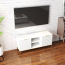 Modern TV Stand with Wave-Design Doors, Open Shelf & Adjustable Shelf - Stylish and Functional for Your Living Room