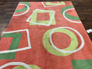 Abstract Rug 6x9, Modern Contemporary Rug, Red-Orange Green
