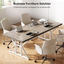 70.8 Inch Modern Executive Desk Grey White Home Office