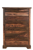 36" Dark Brown Solid Wood Five Drawer Chest