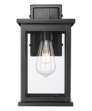 11"H Bowton II Outdoor Wall Light - Dusk to Dawn Matte Black Finish with Glass Shade by Millennium Lighting