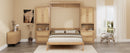 Full Size Solid Wood With Rattan Murphy Bed Cabinet Space-Saving Bed with 2 Side Cabinet Storage Shelves, Perfect for Guest Room, for Bed Room, Guest Room, Home Office, Natural