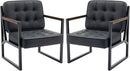 Mid Century Classic Black Leather Upholstered Accent Chair