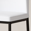Luxury Simple Chair Set of 4 White PU Material High Resilience Dining Chair with Metal Black Leg