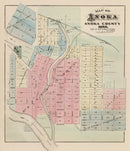 Vintage Map of Anoka, Minnesota 1874