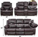Brown Faux Leather Reclining Living Room Set Sofa Loveseat Chair