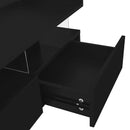 U-Can Lift-Top Coffee Table with 2 Drawers, Modern Square Coffee Table with Glass Top and High-Gloss Finish, Hidden Space and LED Lights for Living Room