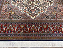 Beautiful Sino Persian Rug 7x10, Circle of Life Tree of Life Rug, Birds, Cream Red Navy Blue Taupe, Wool Silk Accents, Hand Knotted Vintage