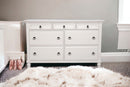 62" White Solid Wood Seven Drawer Double Dresser