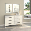 56" White Solid Wood Six Drawer Double Dresser