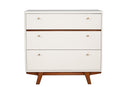 36" Brown and White Solid Wood Three Drawer Chest