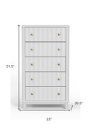 28" White Solid Wood Five Drawer Chest