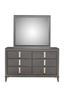 62" Dark Gray Solid Wood Six Drawer Double Dresser