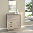38" Gray Solid Wood Four Drawer Chest