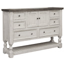 62" Gray and Ivory Solid Wood Six Drawer Triple Dresser