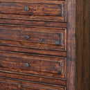 37" Chocolate Solid Wood Five Drawer Chest
