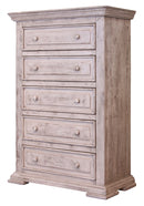 37" White Solid Wood Five Drawer Chest