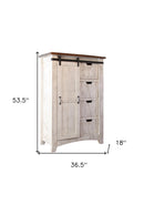 37" Brown and White Solid Wood Four Drawer Chest