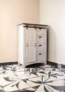 37" Brown and White Solid Wood Four Drawer Chest