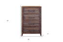 35" Brown Solid Wood Four Drawer Chest