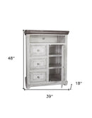 39" Off White Solid Wood Three Drawer Gentlemans Chest