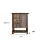 39" Brown Solid Wood Three Drawer Chest