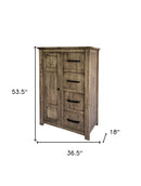 37" Brown Solid Wood Four Drawer Chest