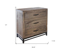 36" Brown Solid Wood Three Drawer Chest