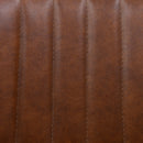Set of Two 31" Brown And Black Faux Leather And Steel Swivel Low Back Adjustable Height Bar Chairs
